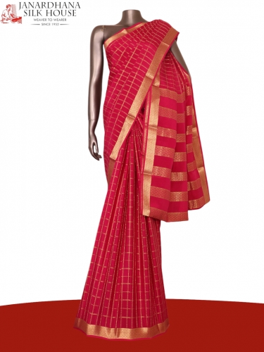 Pure Double Checks Zari Mysore Crepe Silk Saree